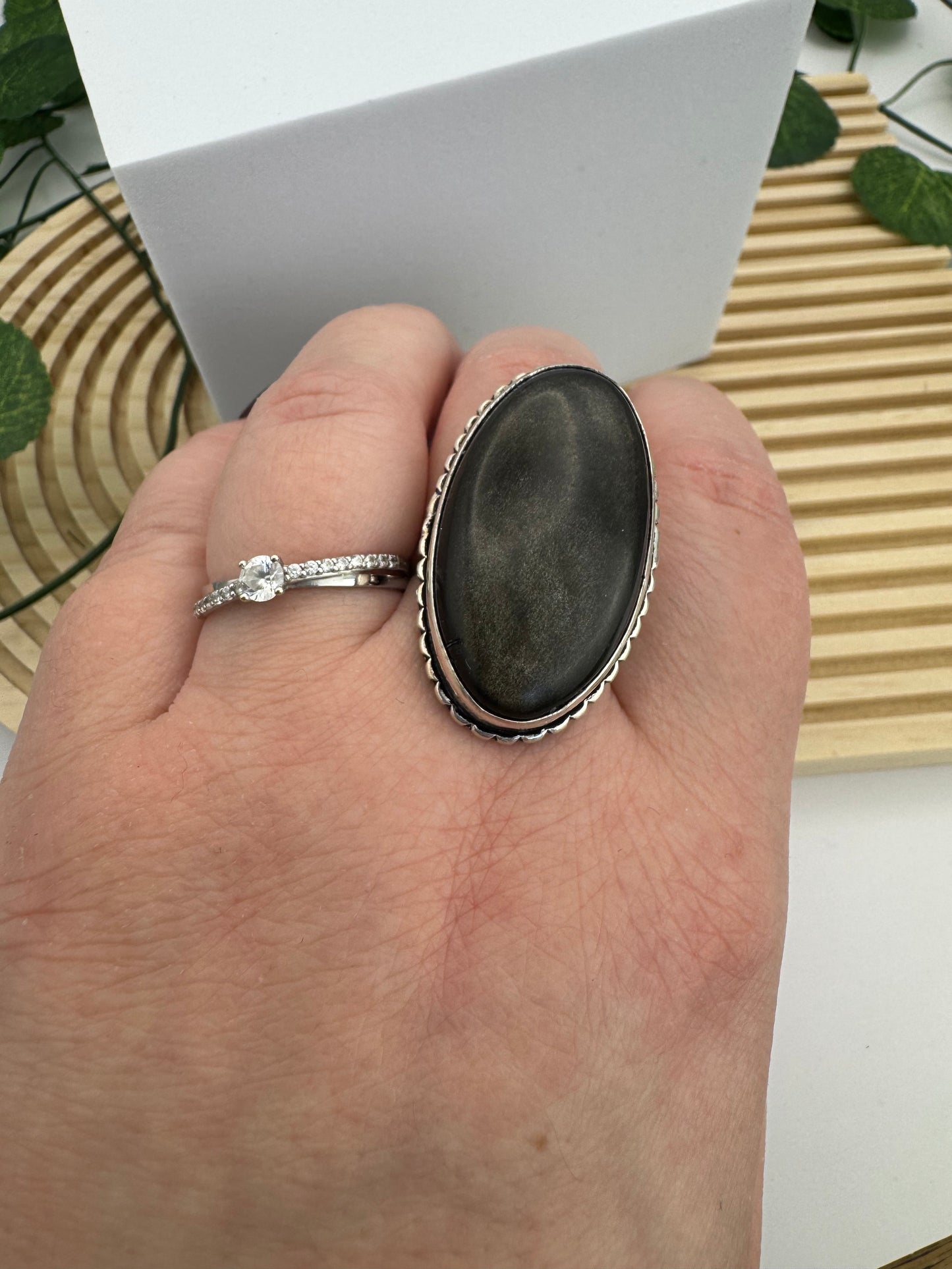 Bague Obsidienne Doré
