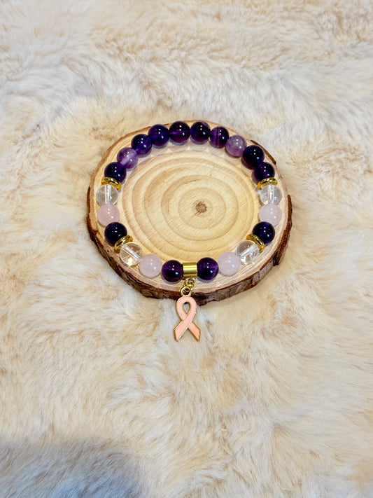 Bracelet Octobre Rose "Sérénité et amour"🌸8mm