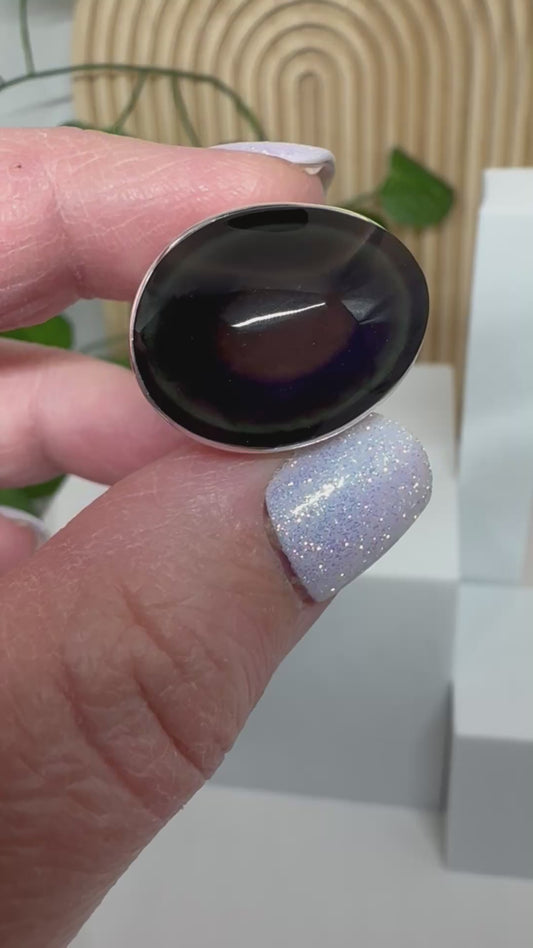 Bague réglable Obsidienne Œil Céleste