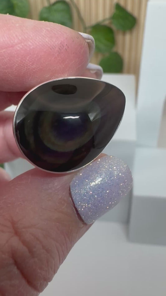 Bague réglable Obsidienne Œil Céleste
