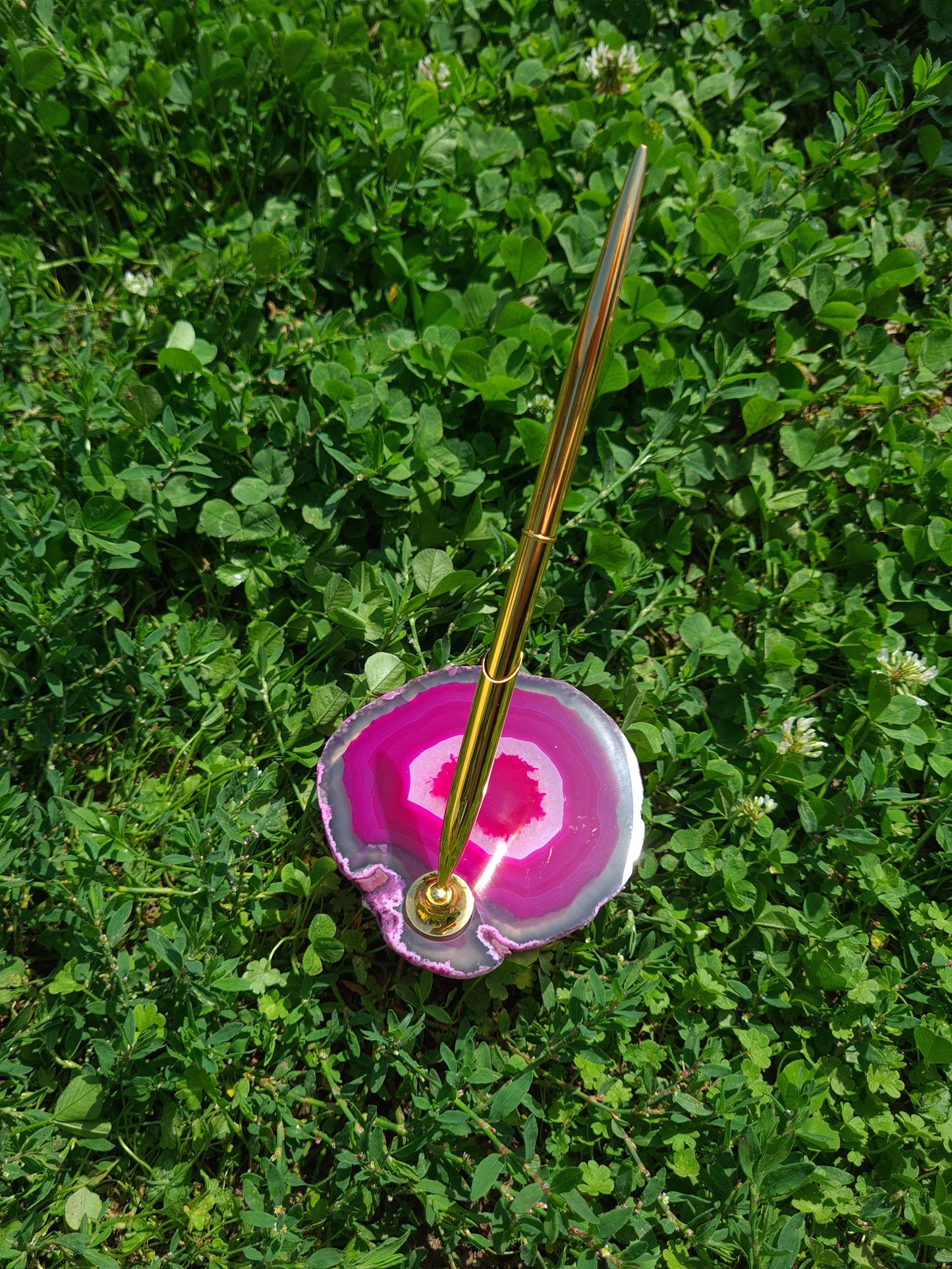 Porte stylo en Agate Teintée Rose