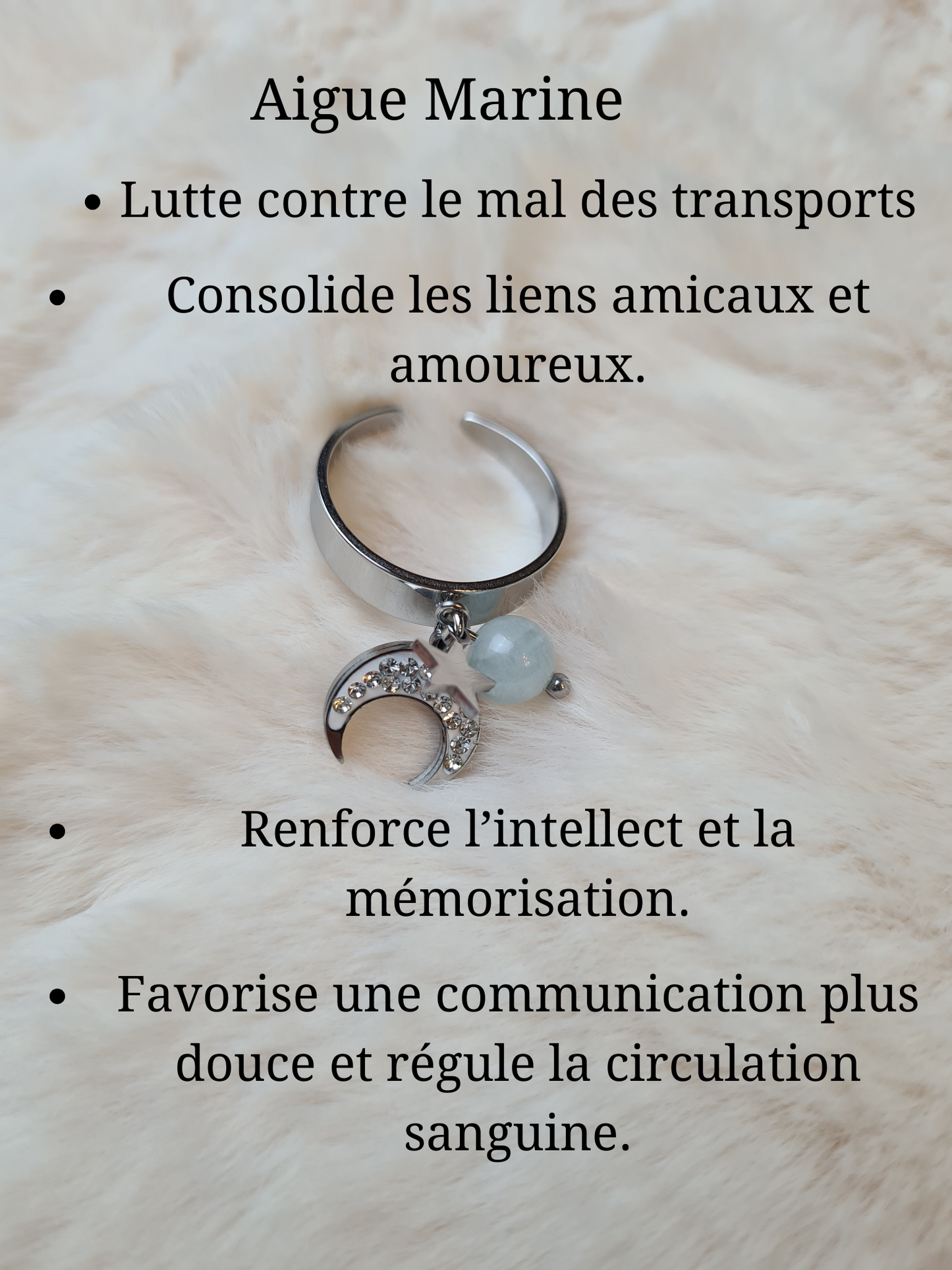 Bagues personnalisables Lune avec Strass et étoile en acier inoxydable