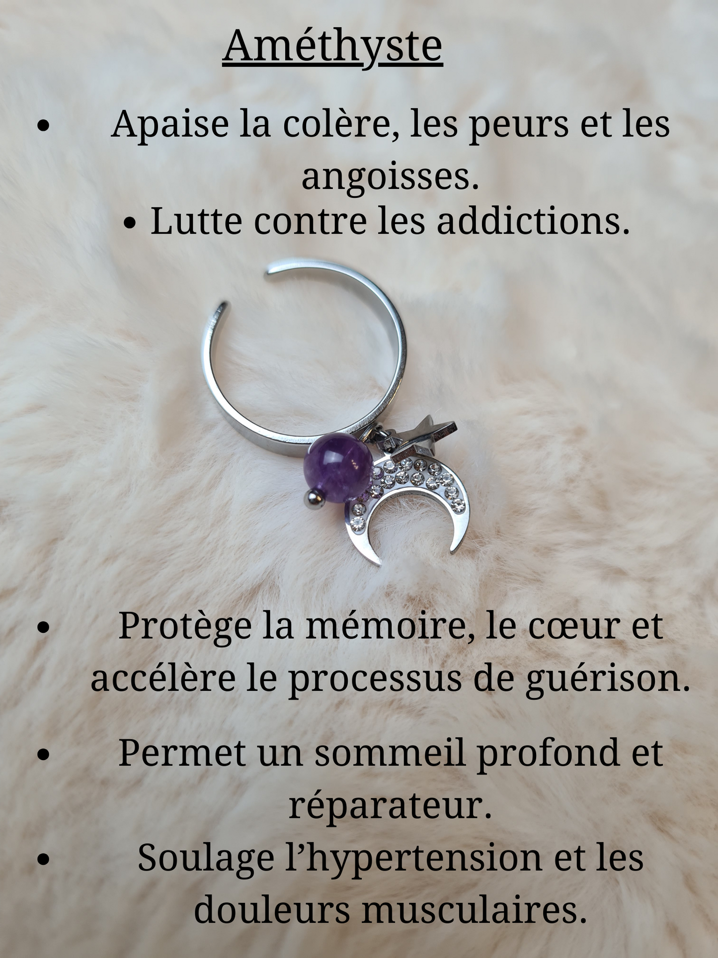 Bagues personnalisables Lune avec Strass et étoile en acier inoxydable