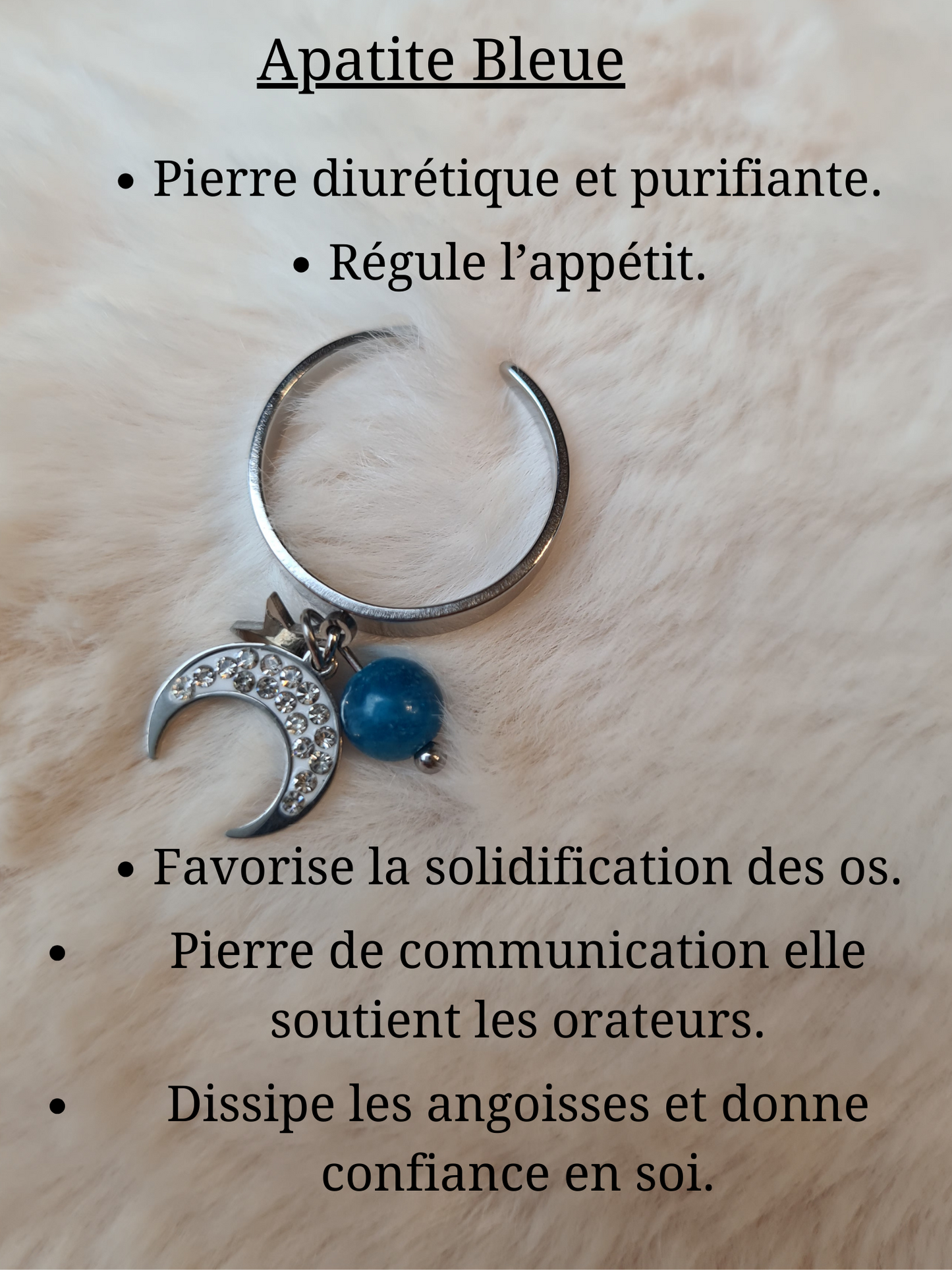 Bagues personnalisables Lune avec Strass et étoile en acier inoxydable