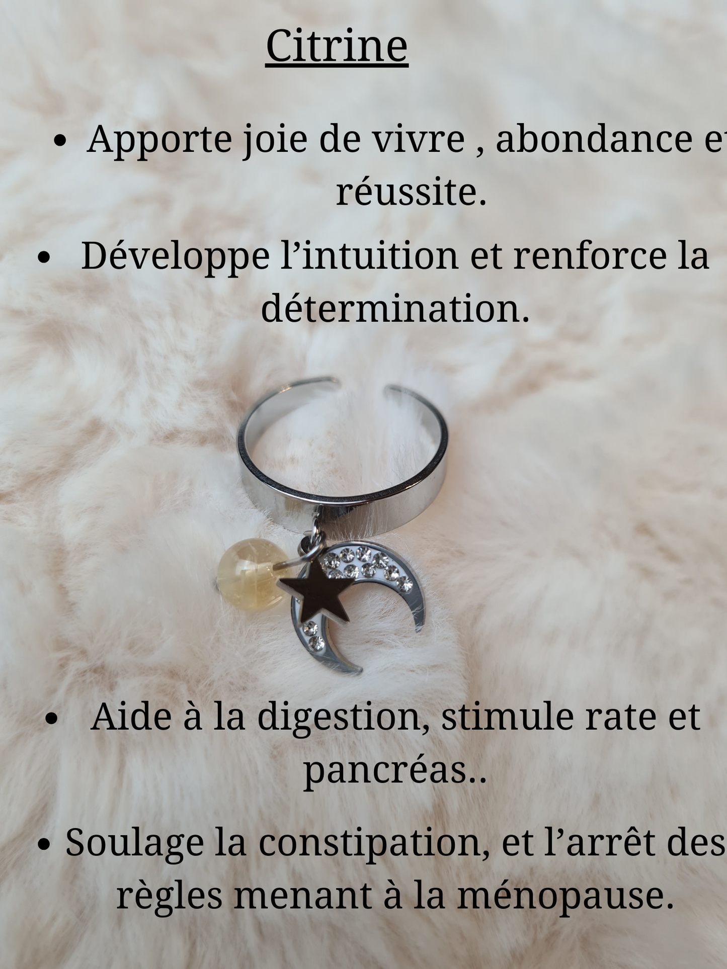 Bagues personnalisables Lune avec Strass et étoile en acier inoxydable