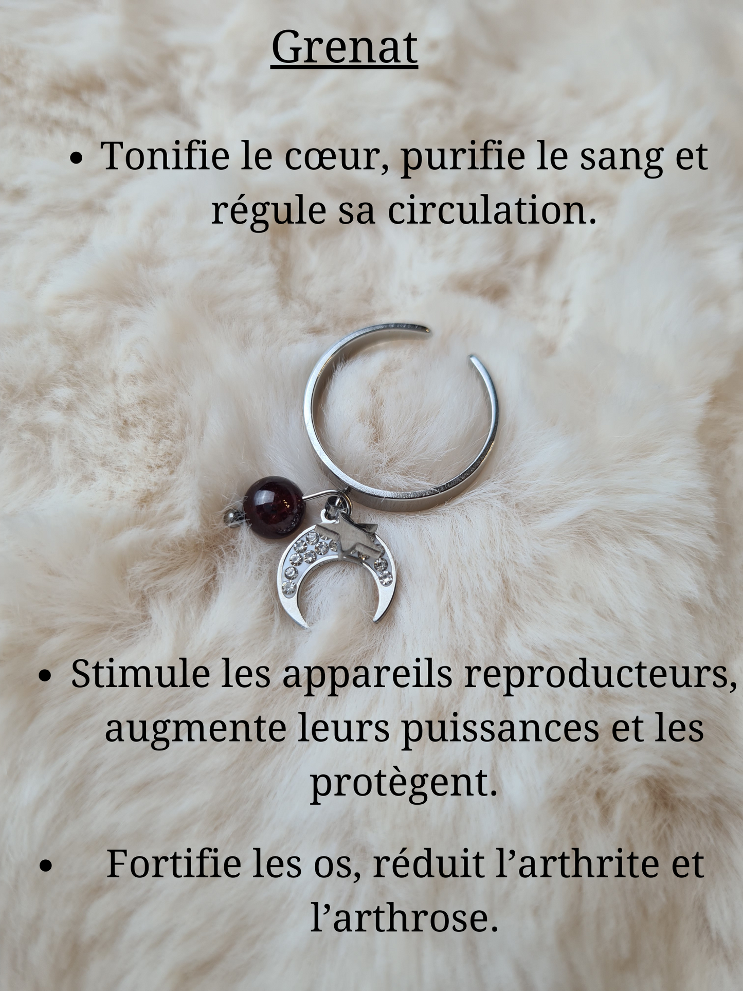 Bagues personnalisables Lune avec Strass et étoile en acier inoxydable