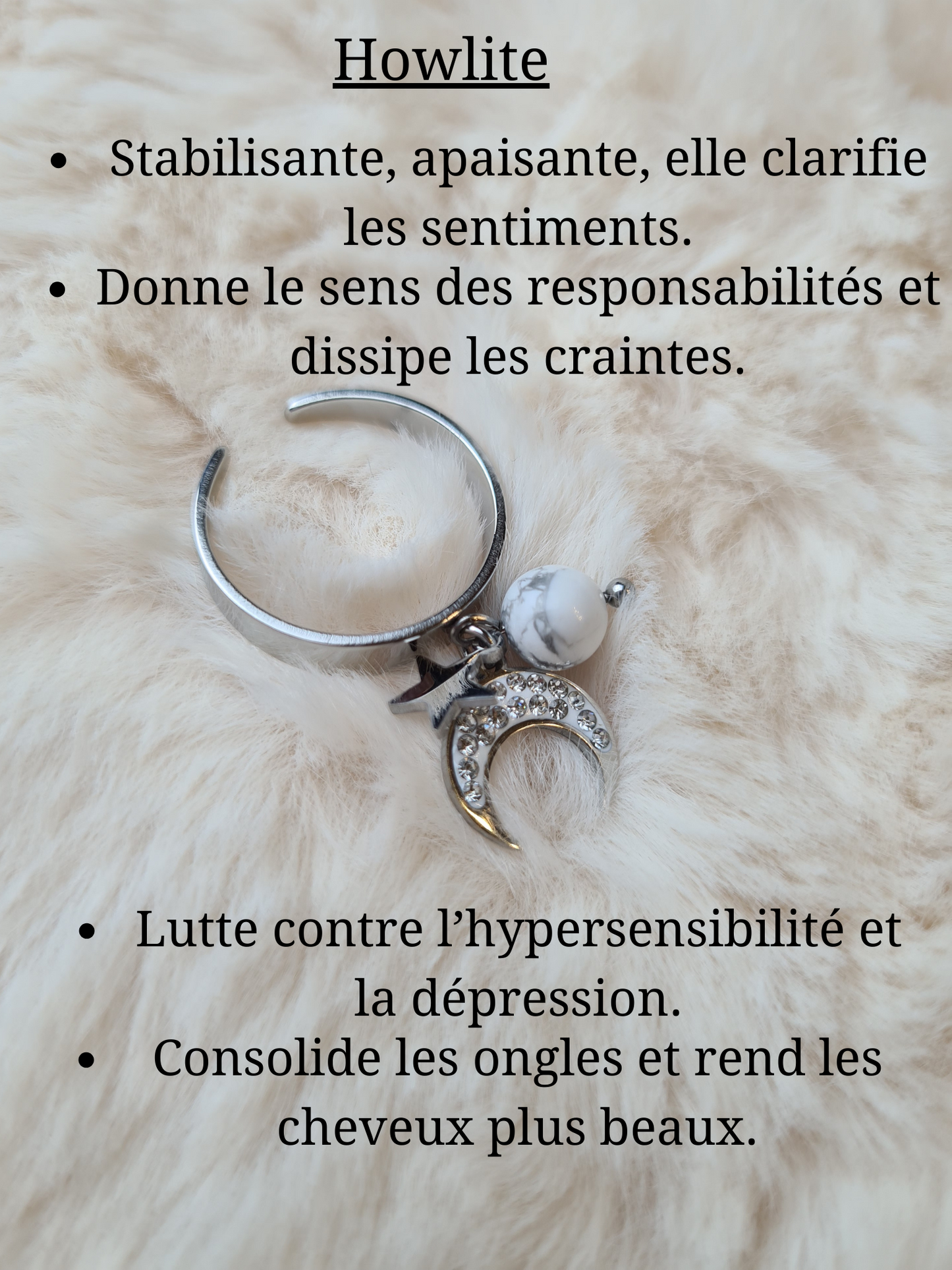 Bagues personnalisables Lune avec Strass et étoile en acier inoxydable