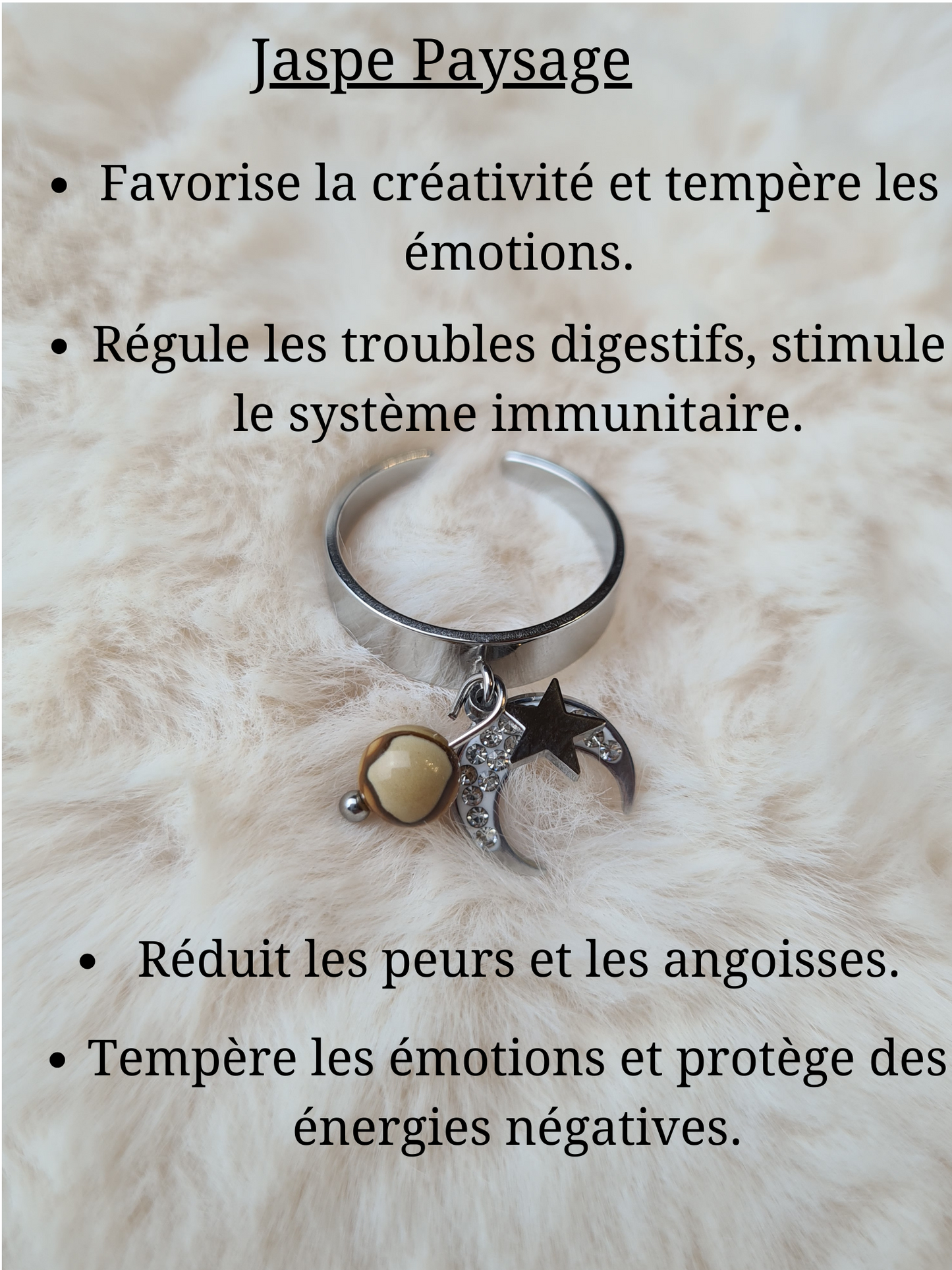 Bagues personnalisables Lune avec Strass et étoile en acier inoxydable