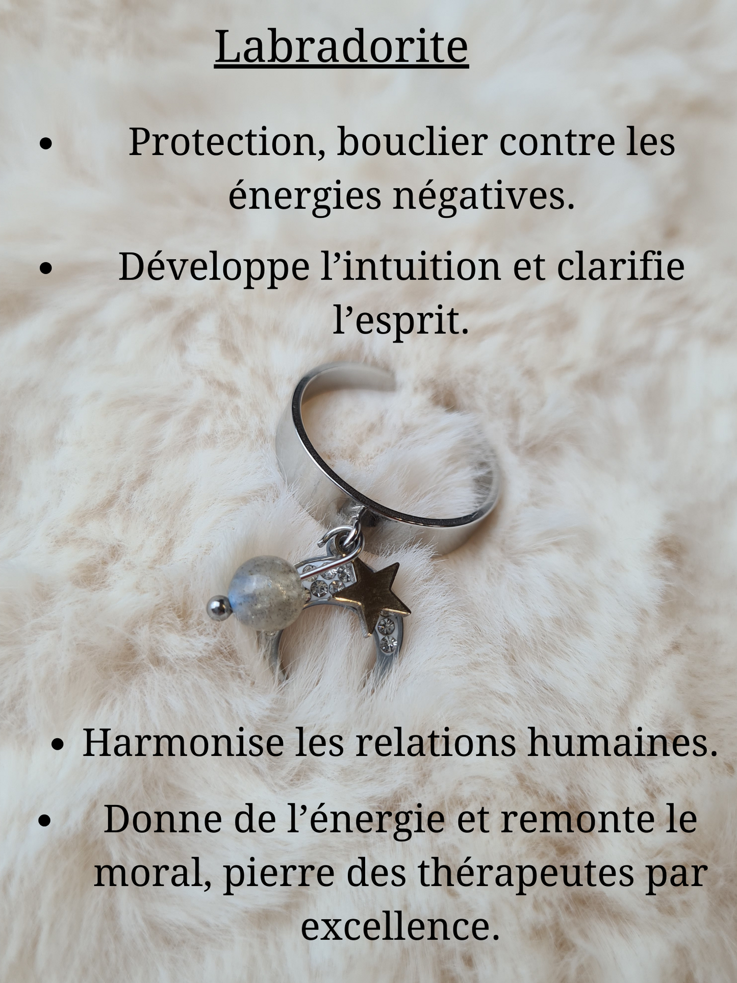 Bagues personnalisables Lune avec Strass et étoile en acier inoxydable