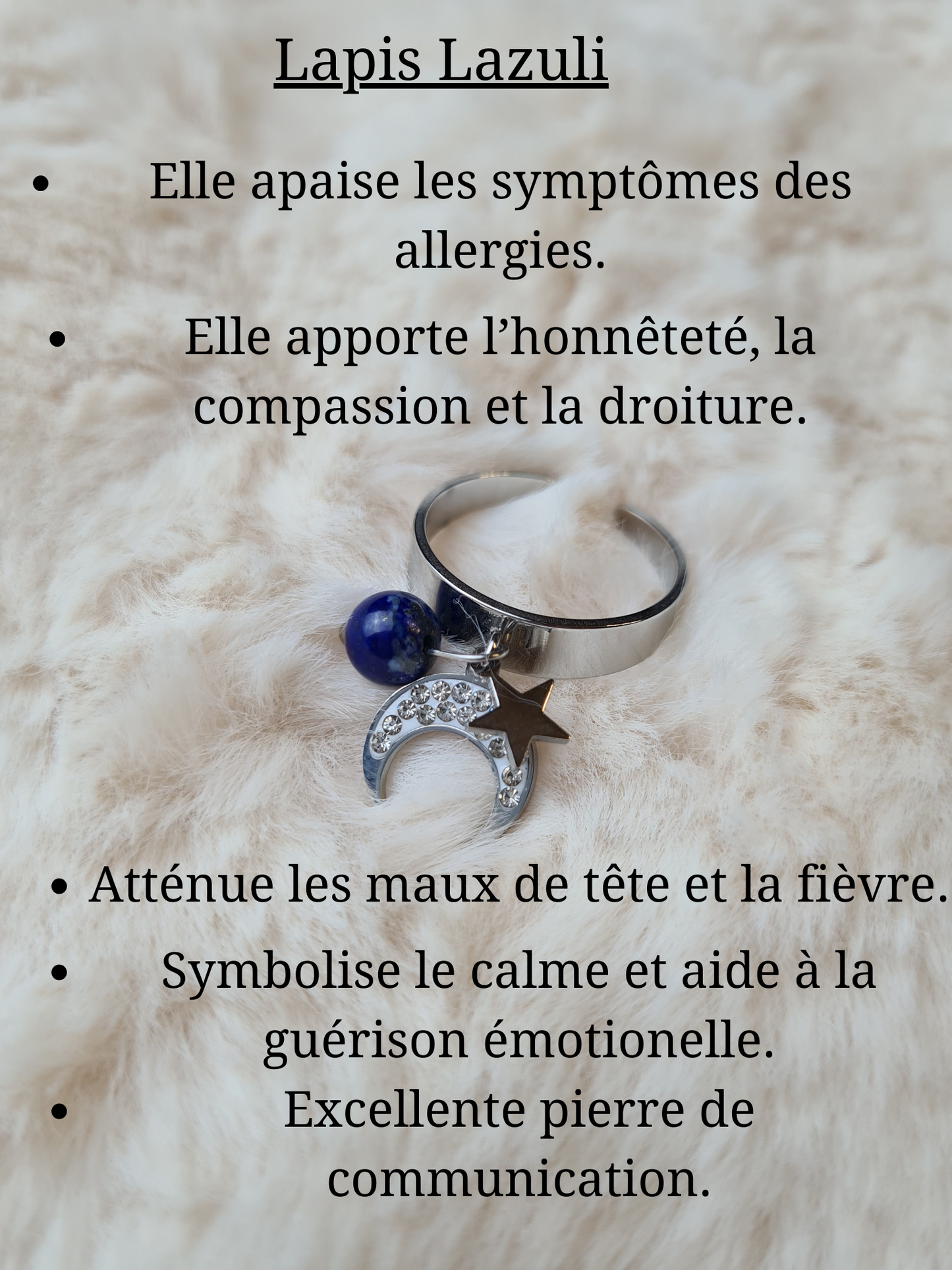 Bagues personnalisables Lune avec Strass et étoile en acier inoxydable