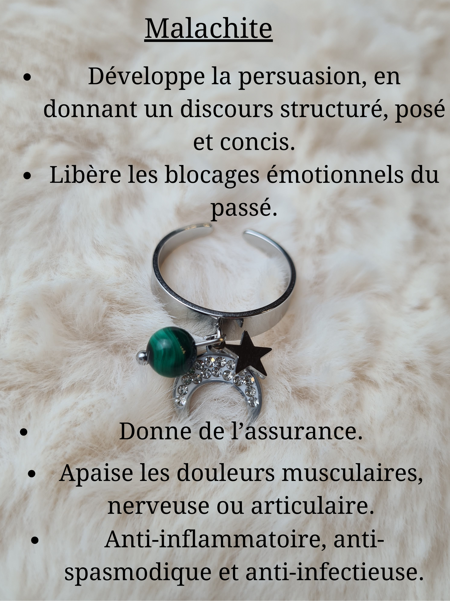 Bagues personnalisables Lune avec Strass et étoile en acier inoxydable