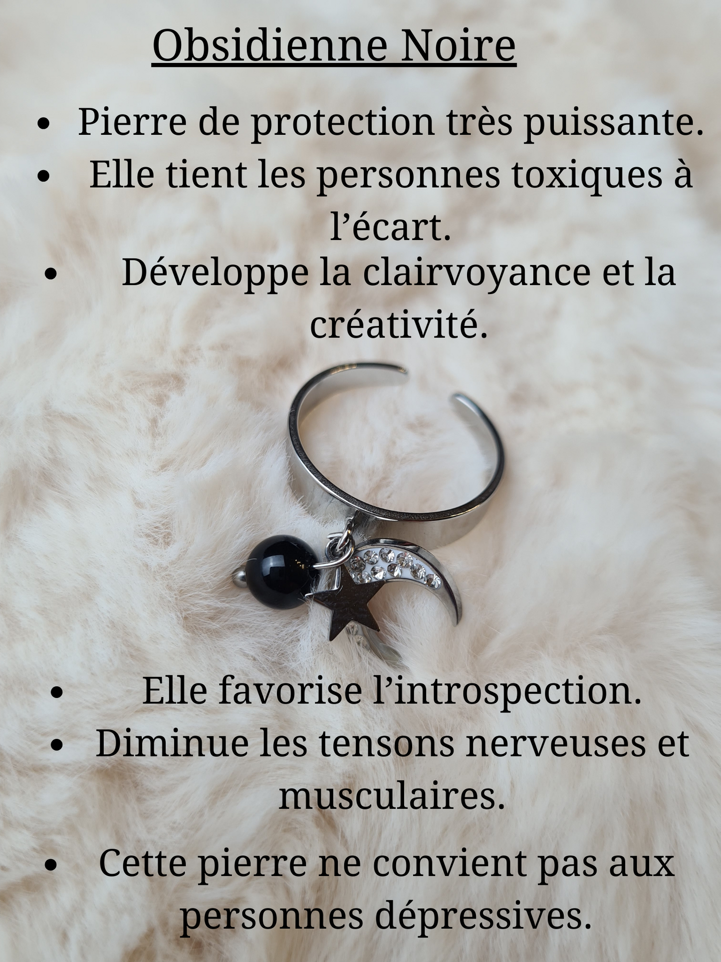 Bagues personnalisables Lune avec Strass et étoile en acier inoxydable