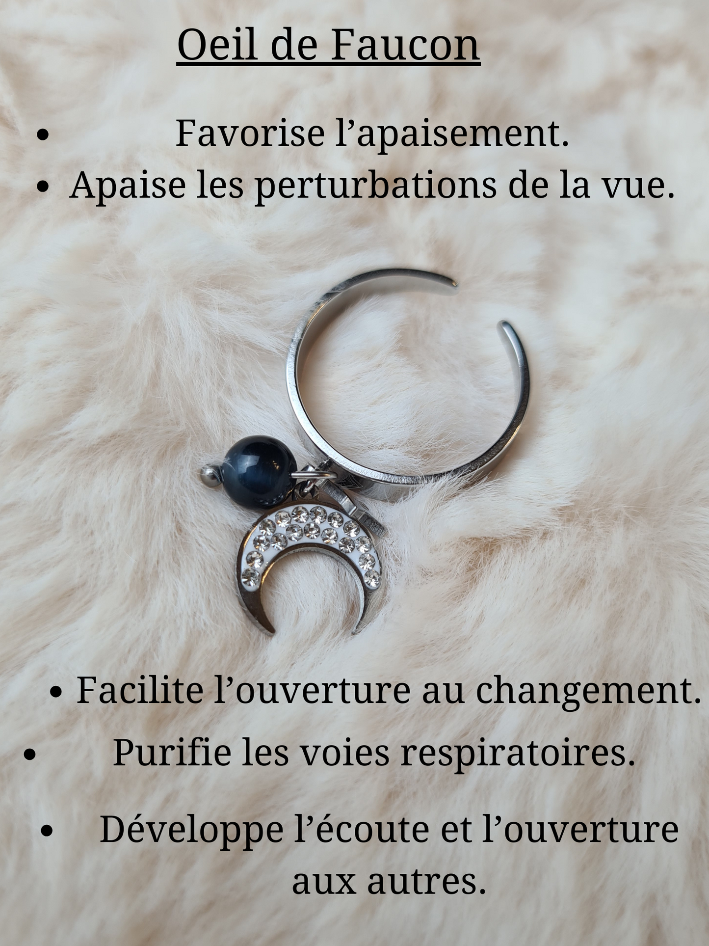 Bagues personnalisables Lune avec Strass et étoile en acier inoxydable