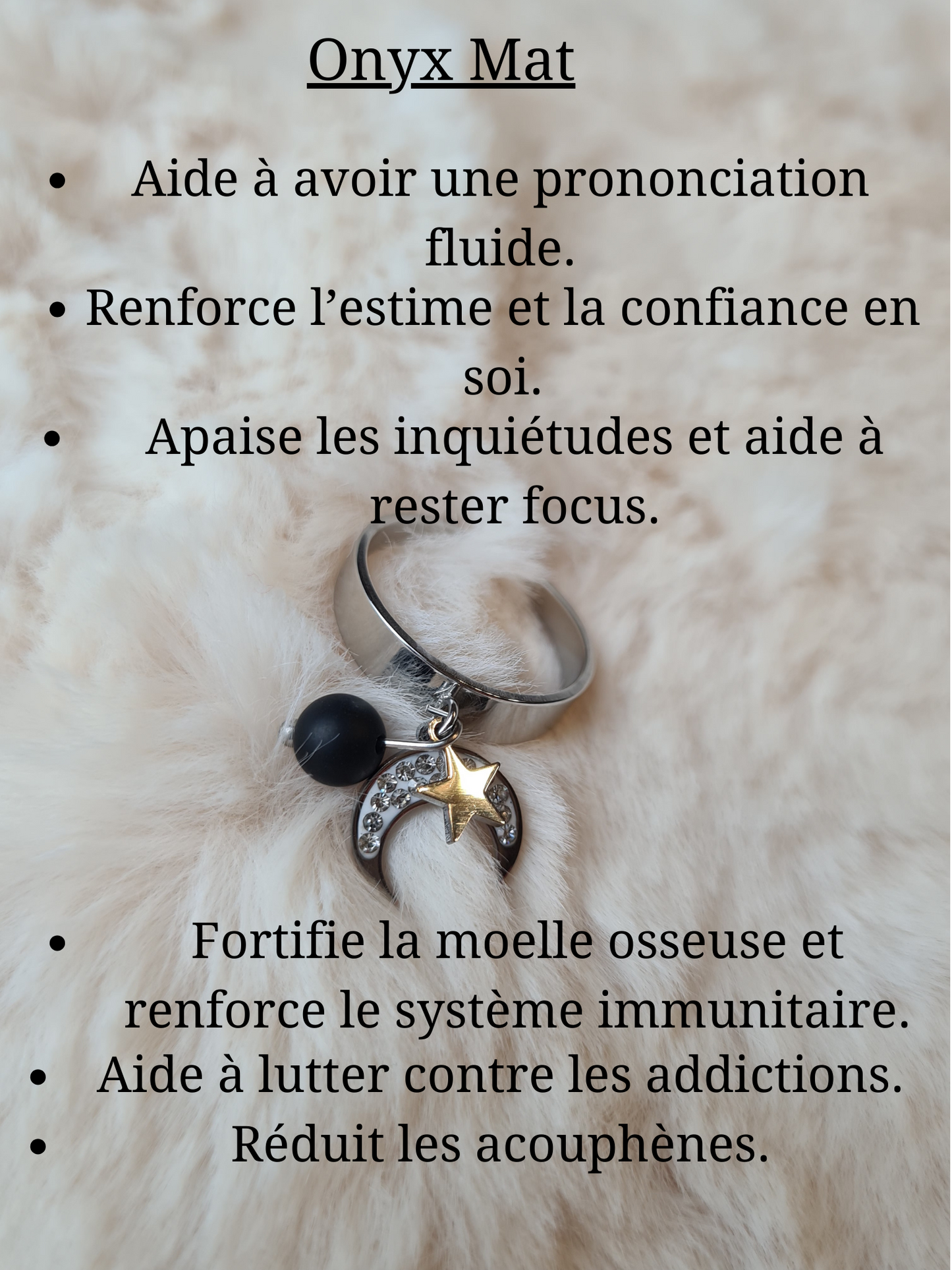 Bagues personnalisables Lune avec Strass et étoile en acier inoxydable