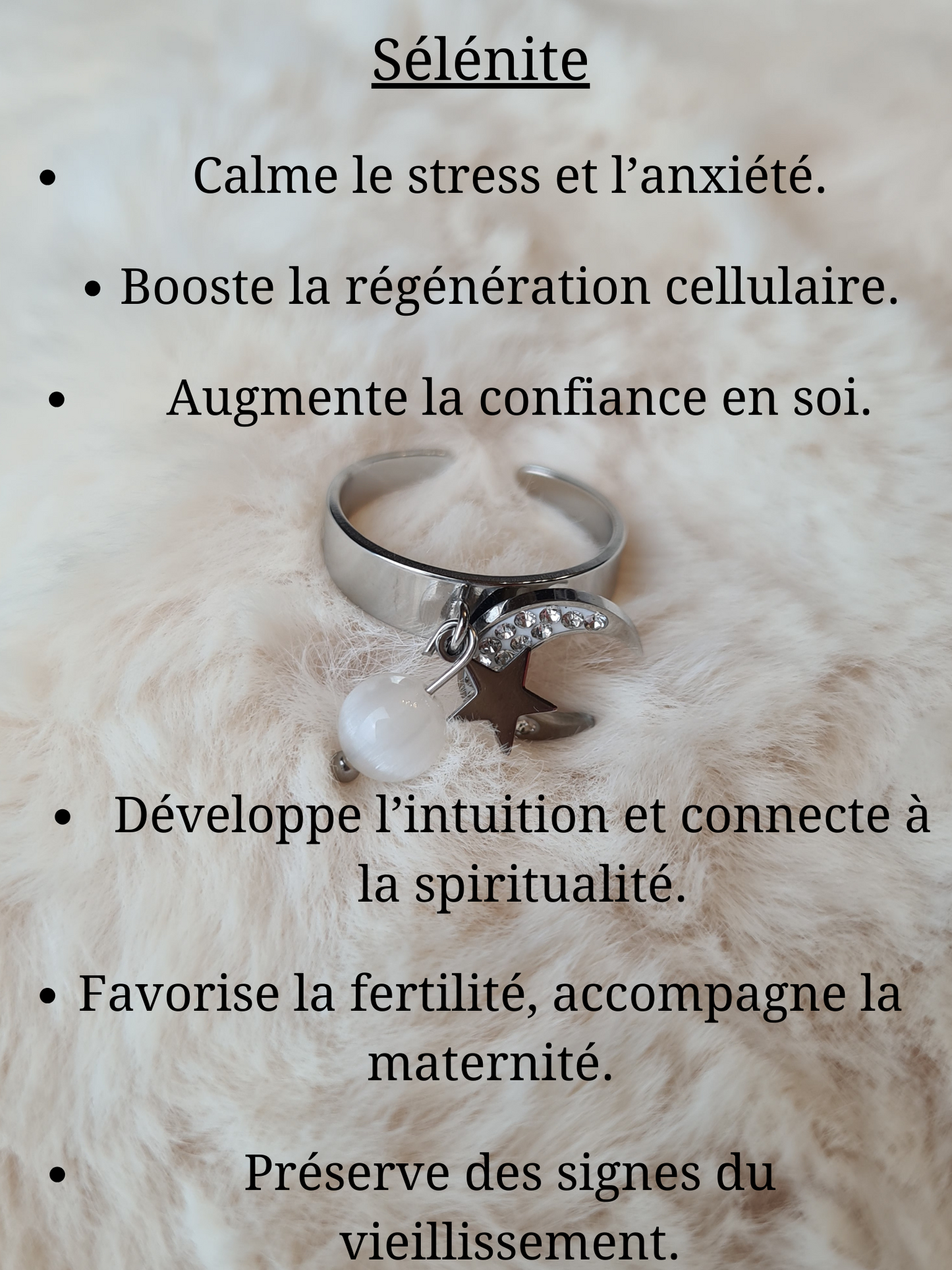 Bagues personnalisables Lune avec Strass et étoile en acier inoxydable